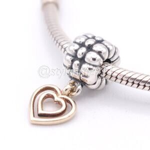 Authentic Pandora Heart of Hearts Dangle Clip With 14K Gold - 790987